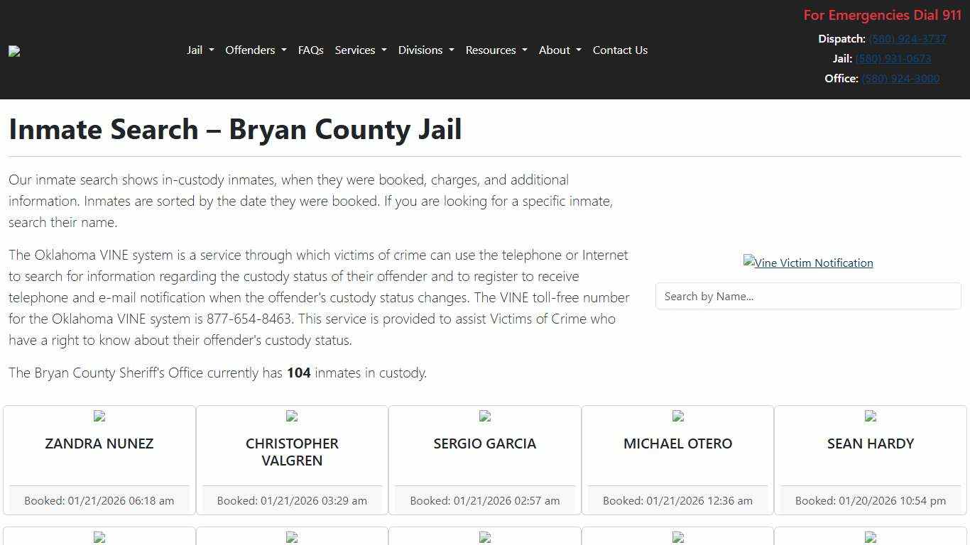 Inmate Search | Bryan County Sheriff's Office