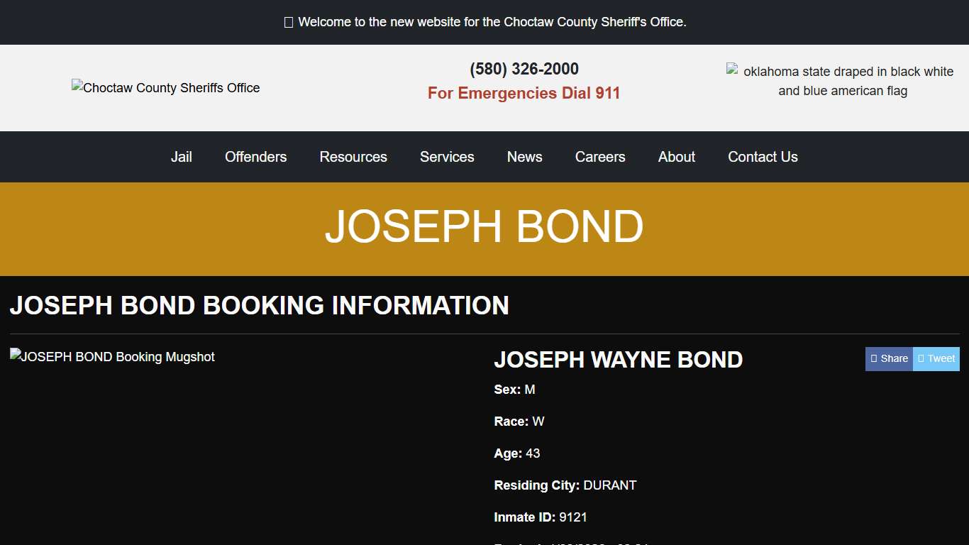 JOSEPH BOND - Choctaw County Sheriff's Office